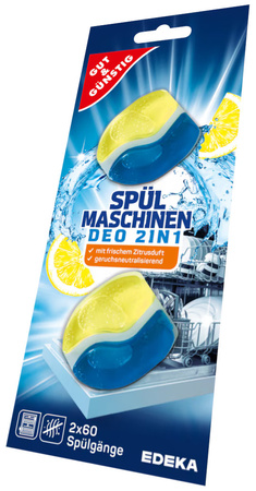 Gut&Gunstig Zawieszka Odświeżacz Zapach do Zmywarek Cytrynowa 2x60 Myć