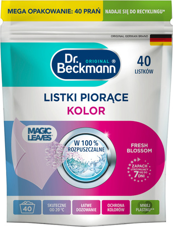 Dr. Beckmann MAGIC LEAVES Chusteczki Listki Piorące do Prania Kolor 160 prań