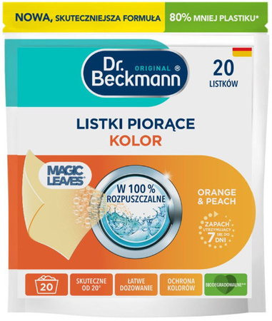 Dr. Beckmann MAGIC LEAVES Chusteczki Listki Piorące do Prania Uniwersalne 80 prań