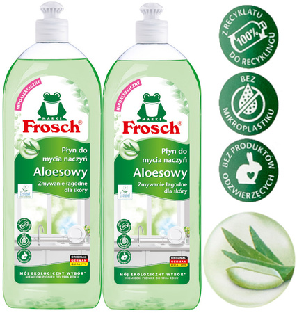 FROSCH Ekologiczny Aloesowy Płyn do Mycia Naczyń z Ecolabel Hipoalergiczny 750ml x2