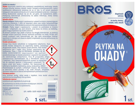 BROS Płytka Pułapka na Owady Latające i Biegające Odstraszacz Insektów x 4