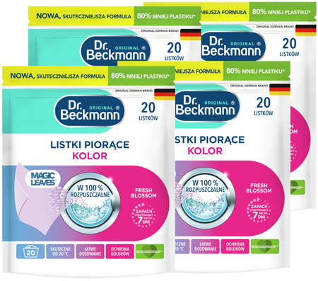 Dr. Beckmann MAGIC LEAVES Chusteczki Listki Piorące do Prania Kolor 80 prań