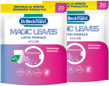 Dr. Beckmann MAGIC LEAVES Chusteczki Listki Piorące do Prania Kolor 40 prań