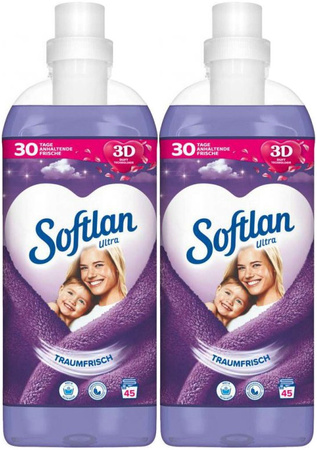 Softlan 3D Ultra Koncentrat Traumfrisch Fioletowy Płyn do Płukania Tkanin 45p DE x2