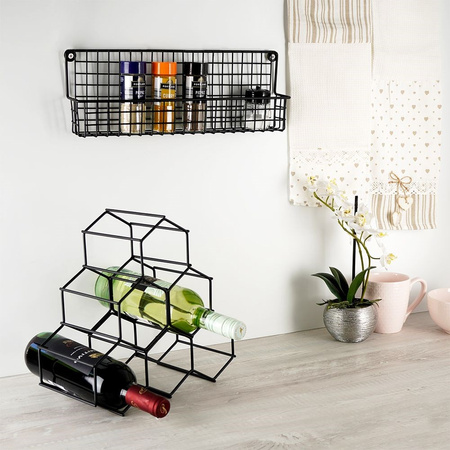 Półka ścienna na przyprawy metalowa czarna loft 39,5x6,5x14cm