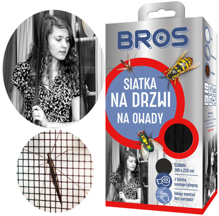 Siatka na Owady Przeciw Owadom Moskitiera na Drzwi 140x220cm Czarna + Taśma