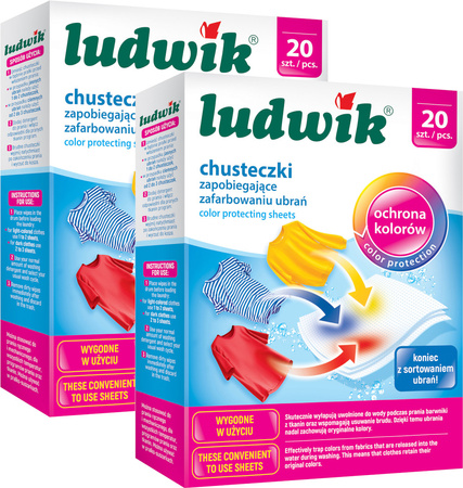 LUDWIK Chusteczki do Prania Przeciw Farbowaniu Ubrań 40szt