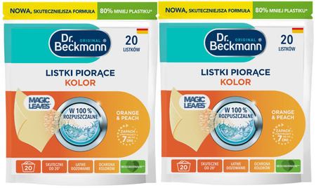 Dr. Beckmann MAGIC LEAVES Chusteczki Listki Piorące do Prania Kolor 40 prań
