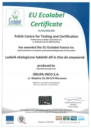 LUDWIK Ekologiczne Tabletki All in1 do Zmywarki Biodegradowalne 900g -50szt