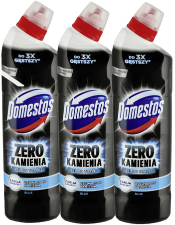 DOMESTOS ŻEL DO WC ZERO KAMIENIA GĘSTY NIEBIESKI 750ML x3