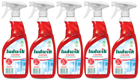LUDWIK Płyn do Mycia Szyb i Glazury z Octem Grapefruit BIO 600ml x5