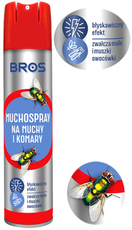 BROS Spray do Zwalczenia Owadów Latających na Muchy Komary Osy Mole 250ml