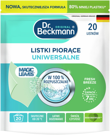 Dr. Beckmann MAGIC LEAVES Chusteczki Listki Piorące do Prania Uniwersalne 80 prań