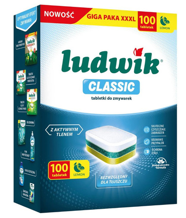 Tabletki do zmywarki LUDWIK Classic Lemon Cytrynowe Oxy Power 100 szt