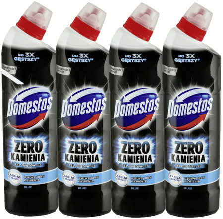 DOMESTOS ŻEL DO WC ZERO KAMIENIA GĘSTY NIEBIESKI 750ML x4