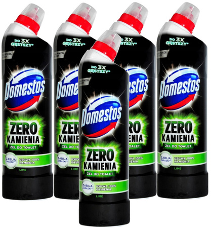 DOMESTOS ŻEL DO WC ZERO KAMIENIA GĘSTY ZIELONY 750ML x5