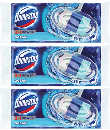 DOMESTOS POWER 3w1 Kostka WC Ocean Zapas Wkład 40g x3