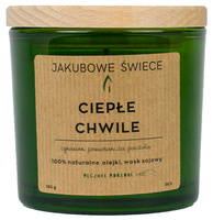 JAKUBOWE ŚWIECE Ciepłe Chwile Zapachowa Świeca Sojowa z Naturalnymi Olejkami Ręcznie Robiona 180g z Pokrywką