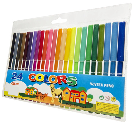 Flamastry Zestaw Mazaków Mazaki Szkolne dla Dzieci do Kolorowania 24 Kolory