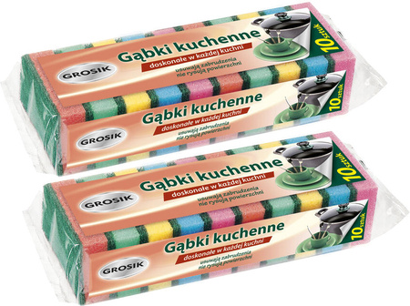 GROSIK Gąbka Myjka Kuchenna Dwustronna 2x10szt