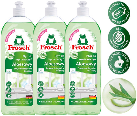 FROSCH Ekologiczny Aloesowy Płyn do Mycia Naczyń z Ecolabel Hipoalergiczny 750ml x3