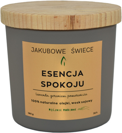 JAKUBOWE ŚWIECE Esencja Spokoju Zapachowa Świeca Sojowa z Naturalnymi Olejkami 180g