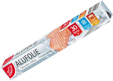 Folia Aluminiowa GUT & GUNSTIG do Pieczenia Grillowania Mrożenia MOCNA 30 m