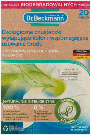 Dr. Beckmann Ekologiczne chusteczki wyłapujące kolor i wspomagające usuwanie brudu 20 sztuk