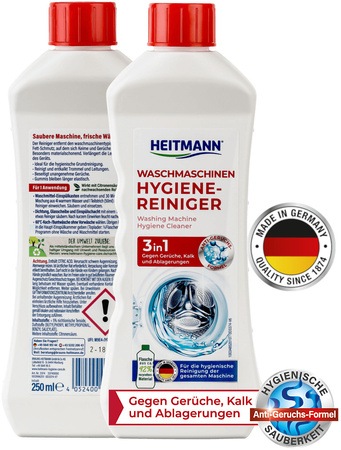 HEITMANN Czyścik 3w1 Płyn do Higienicznego Mycia i Czyszczenia Pralki 250ml