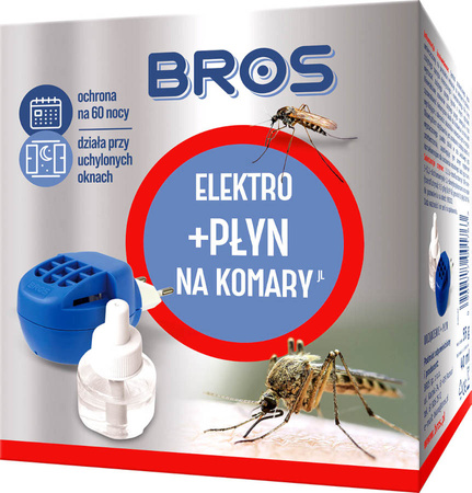 BROS Elektro PRZECIW KOMAROM Biobójcze Ochrona + Płyn na Komary 60 nocy