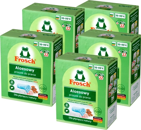 FROSCH Sensitive Aloes Proszek do Prania Hipoalergiczny BIO 1,45kg 22p x5