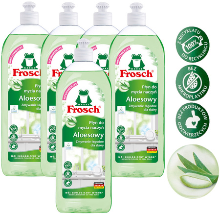 FROSCH Ekologiczny Aloesowy Płyn do Mycia Naczyń z Ecolabel Hipoalergiczny 750ml x5