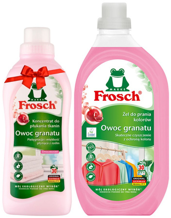 Frosch Żel do Prania Płyn Koncentrat 1,5L Płyn do Płukania Tkanin 750ml EKO Owoc Granatu