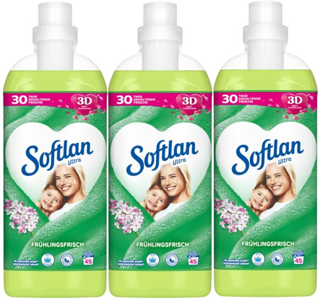 Softlan 3D Ultra Koncentrat Wiosna Zielony Płyn do Płukania Tkanin 45p DE x3