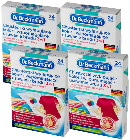 Dr. Beckmann Chusteczki 3w1 do Prania Wyłapujące Kolor Brud 96 szt + 20 EKO