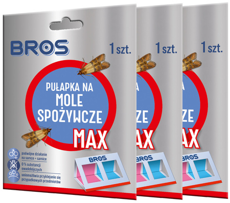BROS Pułapka Lep na Mole Spożywcze MAX bez Środków Owadobójczych 3 m-ce x 3