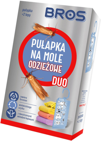 BROS DUO Dwustronna Pułapka na Mole Odzieżowe do Szafy i Garderoby + 2 Lepy