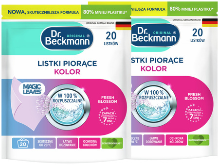 Dr. Beckmann MAGIC LEAVES Chusteczki Listki Piorące do Prania Kolor 40 prań