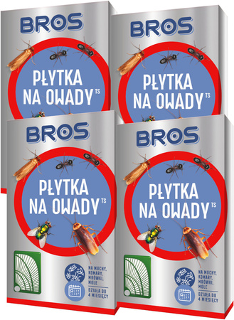 BROS Płytka Pułapka na Owady Latające i Biegające Odstraszacz Insektów do 4 mcy x4