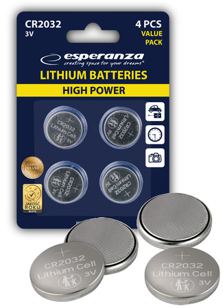 ESPERANZA BATERIE LITOWE HIGH POWER CR2032 4SZT