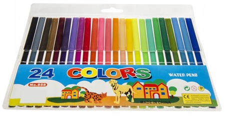 Flamastry Zestaw Mazaków Mazaki Szkolne dla Dzieci do Kolorowania 24 Kolory