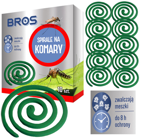 BROS Spirale na Komary i Meszki Ochrona Przeciw Komarom do 8h - 10 sztuk