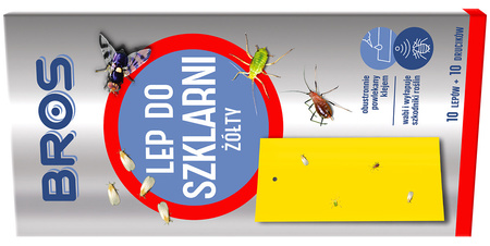 BROS Żółty Lep na Mszyce i Szkodniki - Wodoodporny do Szklarni i Ogrodu x10