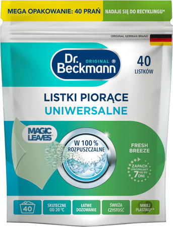 Dr. Beckmann MAGIC LEAVES Chusteczki Listki Piorące do Prania Kolor Uniwersalne 80 prań