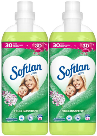 Softlan 3D Ultra Koncentrat Wiosna Zielony Płyn do Płukania Tkanin 45p DE x2