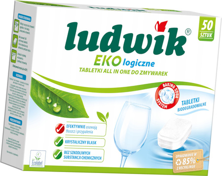 LUDWIK Ekologiczne Tabletki All in1 do Zmywarki Biodegradowalne 900g -50szt