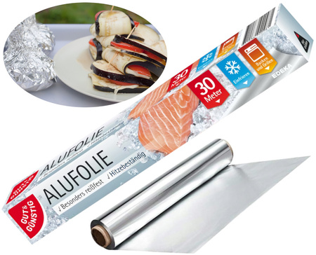 Folia Aluminiowa GUT & GUNSTIG do Pieczenia Grillowania Mrożenia MOCNA 30 m
