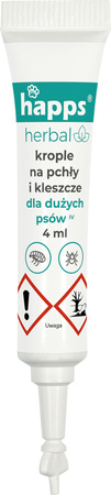 HAPPS HERBAL – KROPLE NA PCHŁY I KLESZCZE DLA DUŻYCH PSÓW 20-40kg x 4 szt