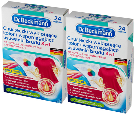 Dr. Beckmann Chusteczki 3w1 do Prania Wyłapujące Kolor i Brud 24 x2