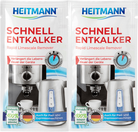 HEITMANN Szybki Odkamieniacz do Czyszczenia Ekspresu Czajnika AGD 2x15g BIO